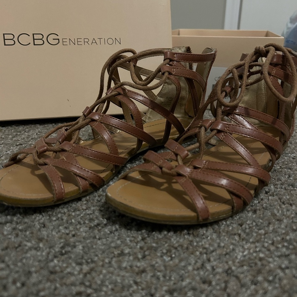 BCBGeneration Women's Brown Strappy Sandals